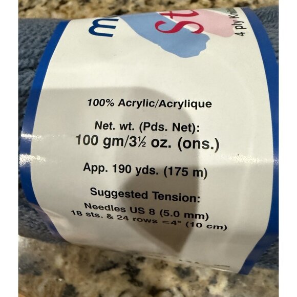 Mary Maxim Starlette Blue/Black Lot Of 5 Skeins~180/190 Yards Each - Picture 4 of 7